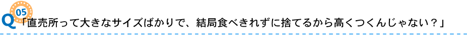 05「直売所って大きなサイズばかりで、結局食べきれずに捨てるから高くつくんじゃない？」